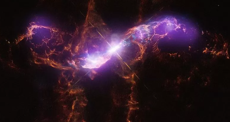 Симбиотическая звезда [класс двойных звезд] R Aquarii в созвездии Водолея \ фото X-RAY: NASA/CXC/SAO/R. MONTEZ ET AL.; OPTICAL: NAS