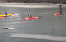 В Днепре пришлось спасать полицейских и мужчину, которые хотели помочь рыбаку (видео)