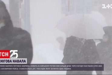 Японию парализовала вьюга, видимость там почти нулевая