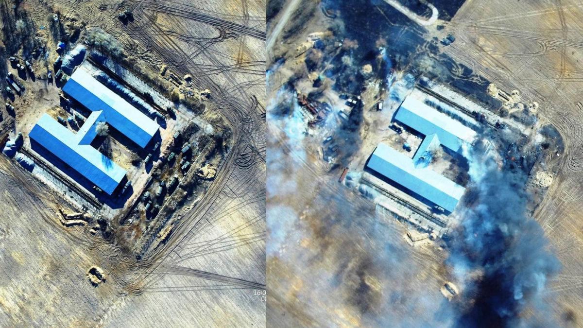 До і після роботи української артилерії / фото Facebook До і після роботи української артилерії / фото Facebook