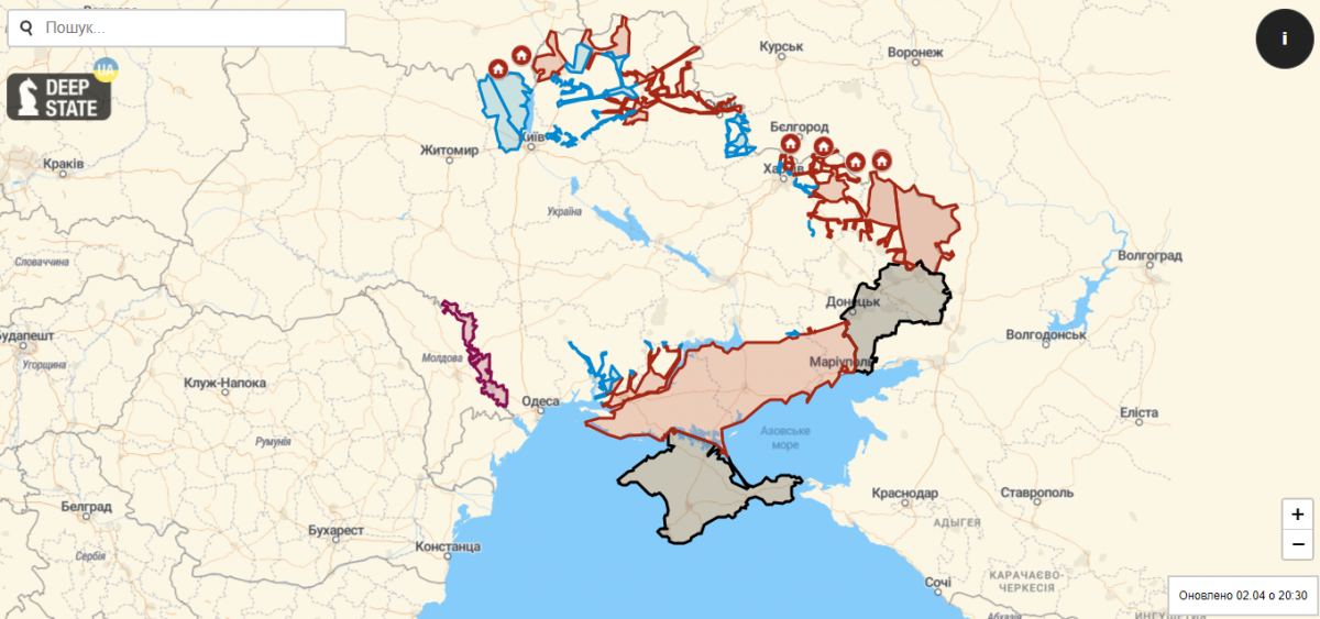 В Україні створили і запустили онлайн-карту війни DeepStateMap / скриншот