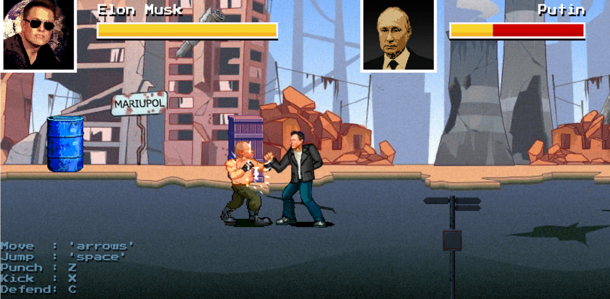 Українці створили гру, в якій можна в ролі Маска відлупцювати Путіна і Кадирова / скріншот