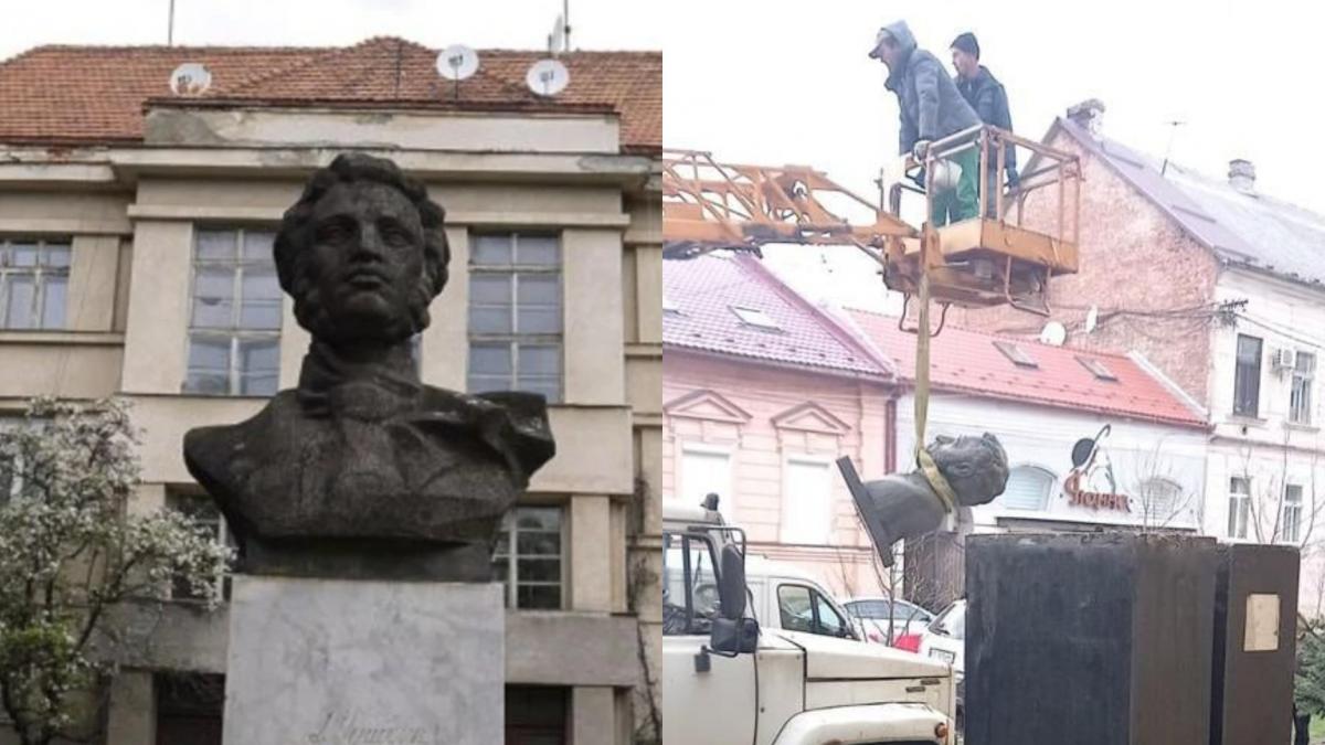 Демонтаж памятника Пушкину в Мукачево / Фото - Мукачевский городской совет, facebook.com Демонтаж памятника Пушкину в Мукачево / Фото - Мукачевский городской совет, facebook.com