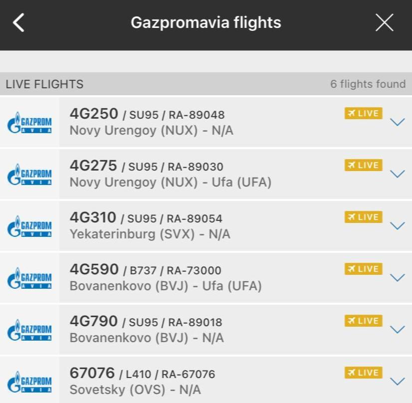 Некоторые самолеты "Газпрома" летели в Уфу, узнали журналисты / фото flightradar24.com