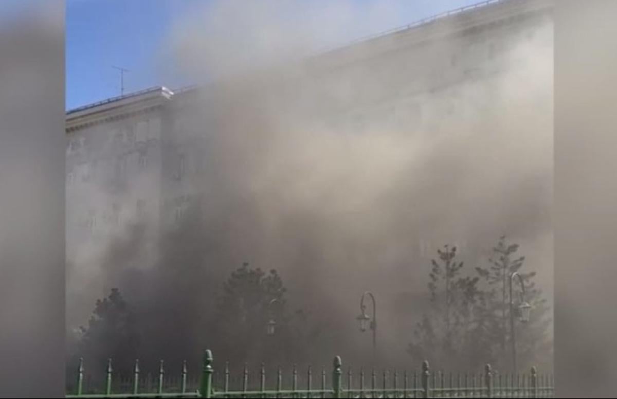 В центре Москвы полыхает пожар / Скриншот