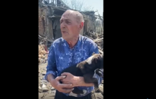 Обстрел села на Донбассе: дедушка чудом остался жив, его щенка спасли из-под завалов (видео)