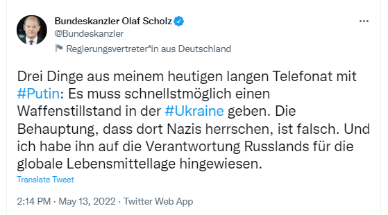 Шольц поговорив з Путіним: в Україні немає нацистів, вогонь необхідно припинити Шольц поговорив з Путіним: в Україні немає нацистів, вогонь необхідно припинити