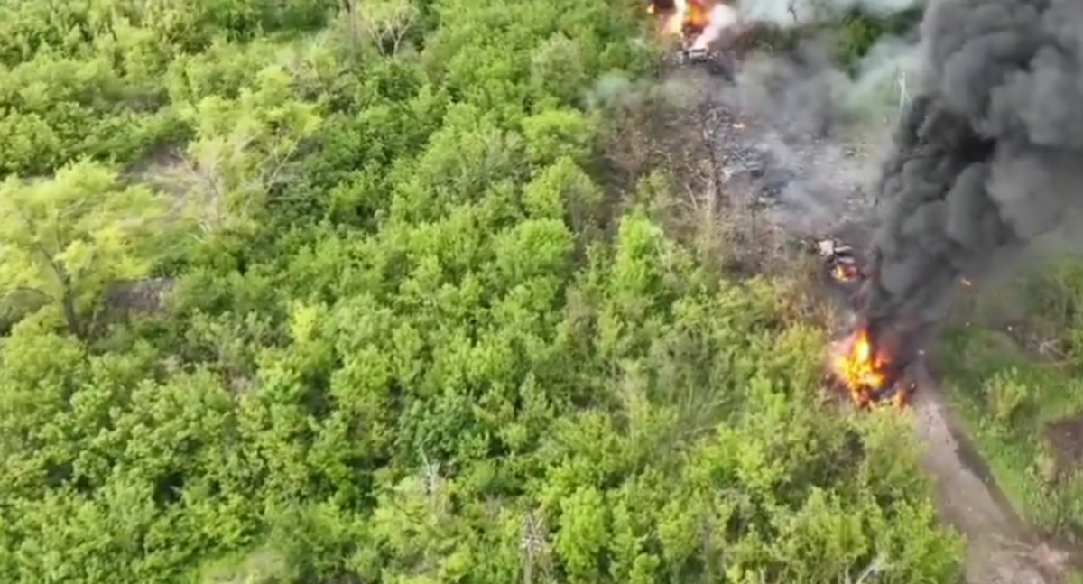 ЗСУ знищили колону російської морської піхоти на Луганщині / скріншот з відео ЗСУ знищили колону російської морської піхоти на Луганщині / скріншот з відео