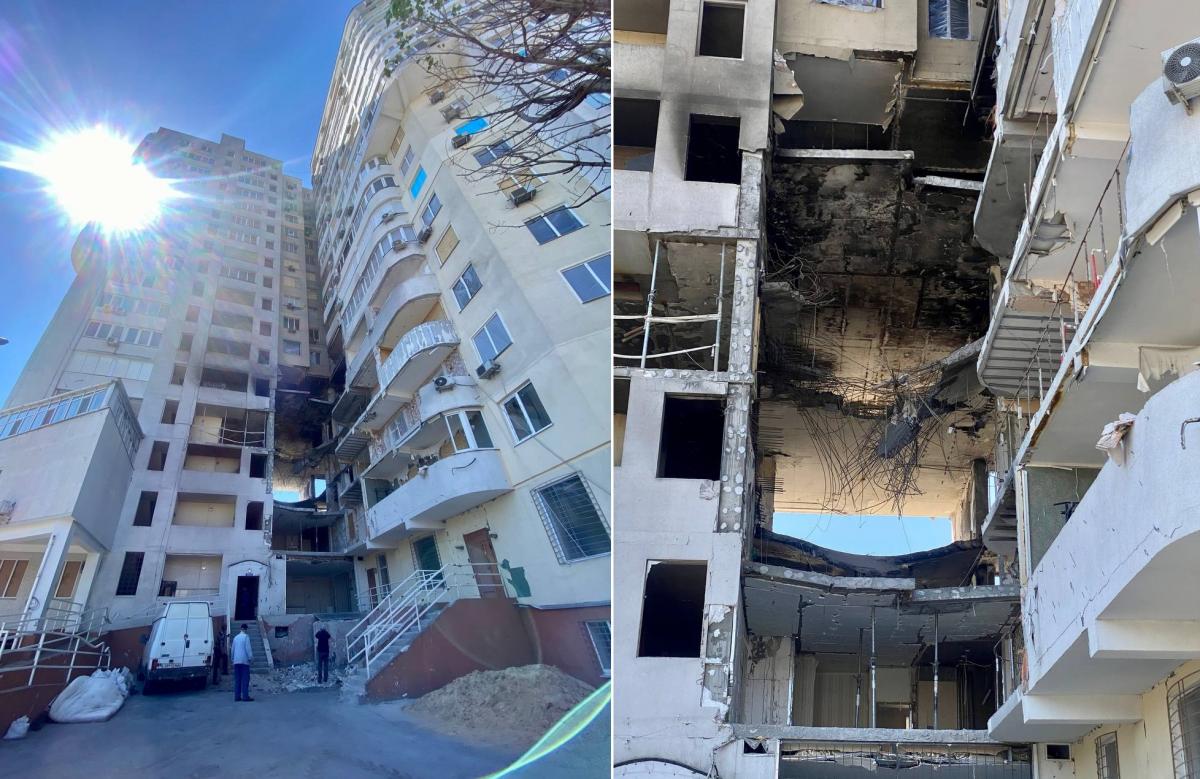 В ЖК "Тирас" разрушено свыше 400 кв. м опорных конструкций на четырех этажах / фото t.me/odesacityofficial В ЖК "Тирас" разрушено свыше 400 кв. м опорных конструкций на четырех этажах / фото t.me/odesacityofficial