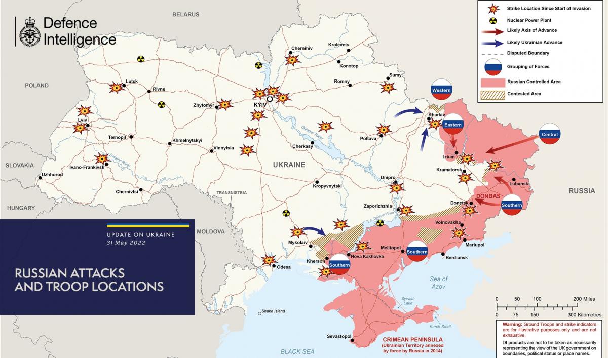 Карта бойових дій в Україні / фото twitter.com/DefenceHQ/ Карта бойових дій в Україні / фото twitter.com/DefenceHQ/