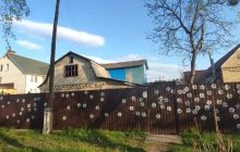 Незламна нація: у Гостомелі мешканці перетворили дірки від куль у паркані на квітки (фото)
