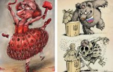 Французский журнал опубликовал карикатуры на Путина и его войска
