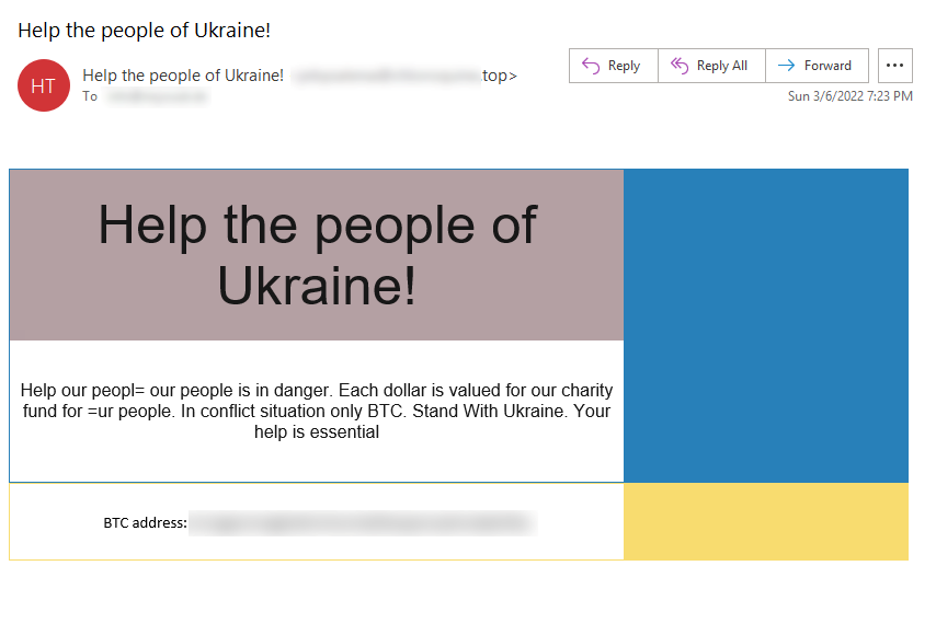 Приклад спам-листа на тему війни в Україні / фото ESET Приклад спам-листа на тему війни в Україні / фото ESET