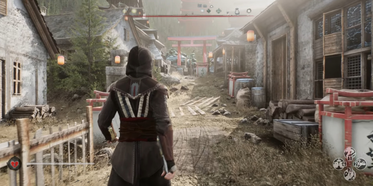 Блогер показал, как могла бы выглядеть Assassin's Creed в японском антураже на UE5 / скриншот с видео Блогер показал, как могла бы выглядеть Assassin's Creed в японском антураже на UE5 / скриншот с видео
