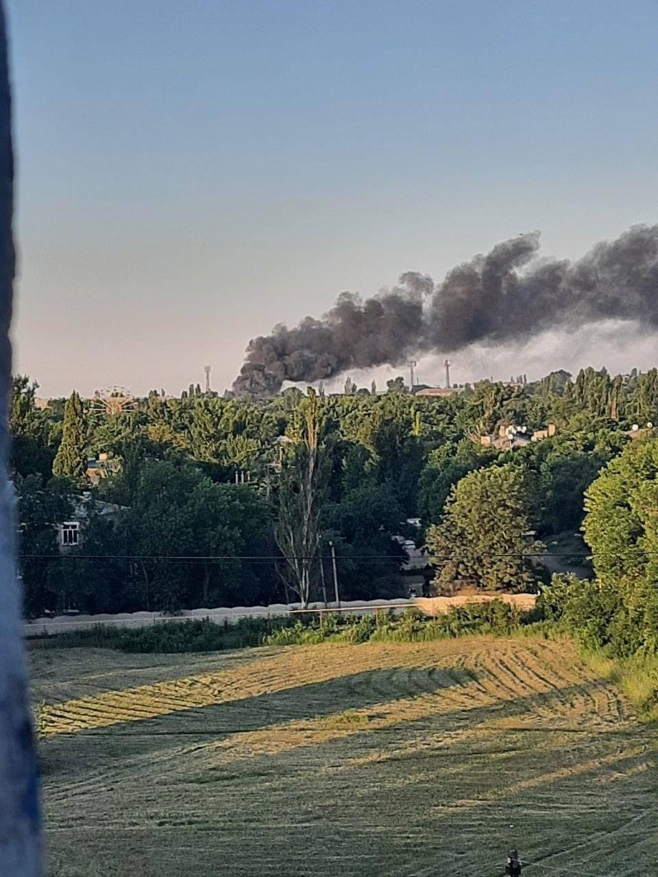 Base on fire in Stakhanov 