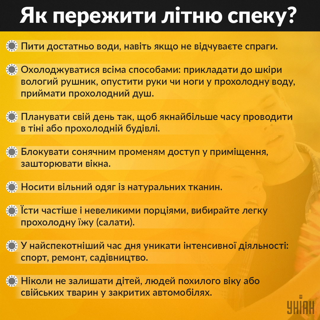 Як пережити літню спеку / інфографіка УНІАН Як пережити літню спеку / інфографіка УНІАН
