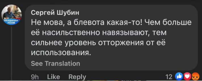 Комментарий Шубина об украинском языке / скриншот Комментарий Шубина об украинском языке / скриншот