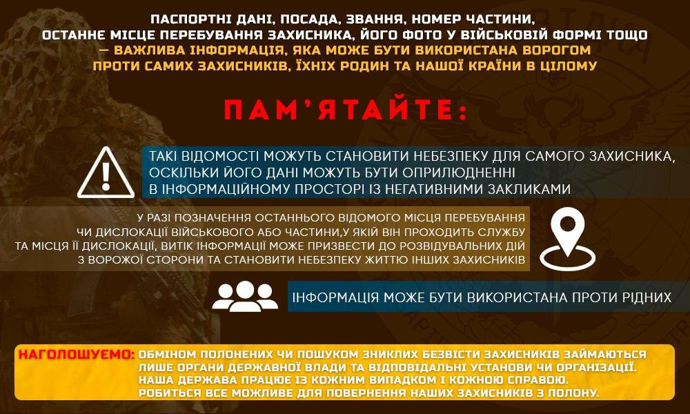 В разведке напомнили, какие нельзя передавать данные о пленных украинцев / иллюстрация Telegram-канала Главного управления разведки МО Украины В разведке напомнили, какие нельзя передавать данные о пленных украинцев / иллюстрация Telegram-канала Главного управления разведки МО Украины