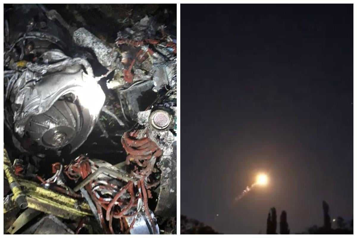 Обломки одной из ракет упали в Днепре, началось возгорание / коллаж из фото Валентина Резниченко, скриншот с видео