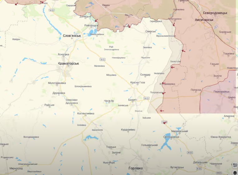 Карта боїв у Луганській області від Арестовича / скріншот