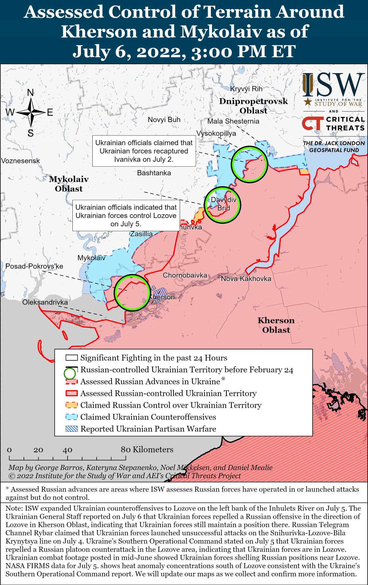 Лінія фронту на півдні України / фото ISW