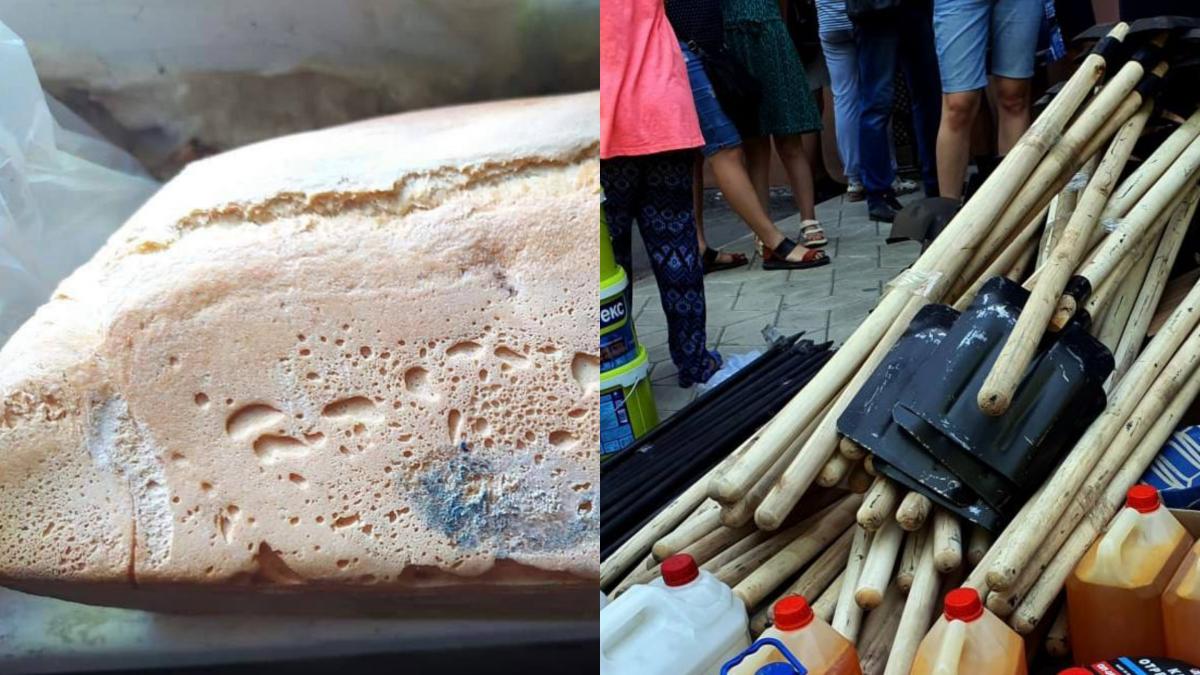 Россияне передали Мариуполю "гумпомощь": плесневый черствый хлеб и лопаты / фото Петр Андрющенко Россияне передали Мариуполю "гумпомощь": плесневый черствый хлеб и лопаты / фото Петр Андрющенко