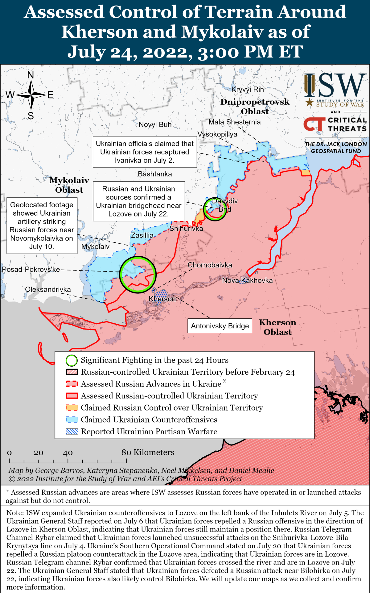 Военная ситуация на юге Украины / карта ISW
