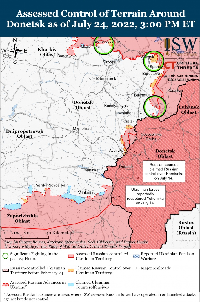 Окупанти хочуть закріпитися на березі Вуглегірського водосховища - ISW Окупанти хочуть закріпитися на березі Вуглегірського водосховища - ISW
