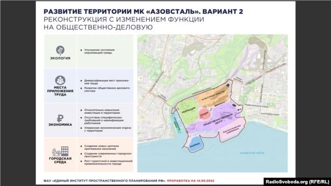 Окупантська “концепція майстер-плану розвитку міста” щодо "Азовсталі" / фото “Донбас Реалії” Окупантська “концепція майстер-плану розвитку міста” щодо "Азовсталі" / фото “Донбас Реалії”