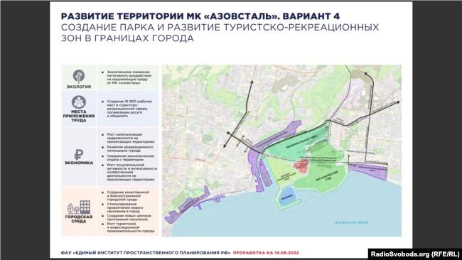 Окупантська “концепція майстер-плану розвитку міста” щодо "Азовсталі" / фото “Донбас Реалії” Окупантська “концепція майстер-плану розвитку міста” щодо "Азовсталі" / фото “Донбас Реалії”