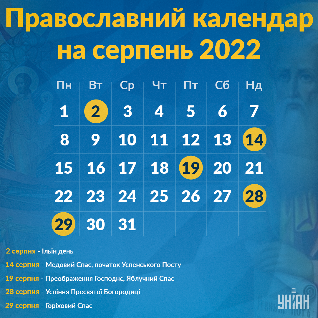 Православний календар 2022 / Інфографіка УНІАН Православний календар 2022 / Інфографіка УНІАН