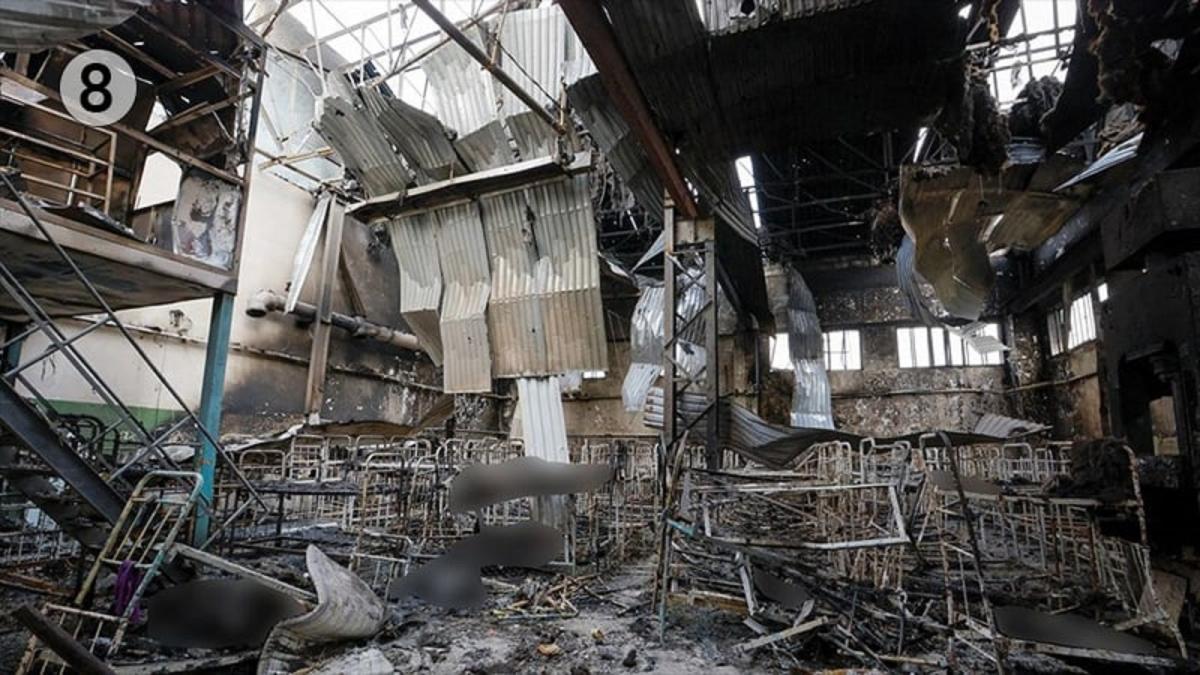 Знищений барак в Оленівці, де загинули полонені украхнці / фото t.me/informnapalm