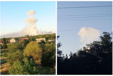 Бавовна та феєрверки: в окупованій Новій Каховці горить російський склад БК (відео)