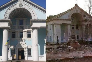 Остапчук показав, який вигляд мав будинок культури в Ірпені до приходу окупантів і який вигляд має зараз