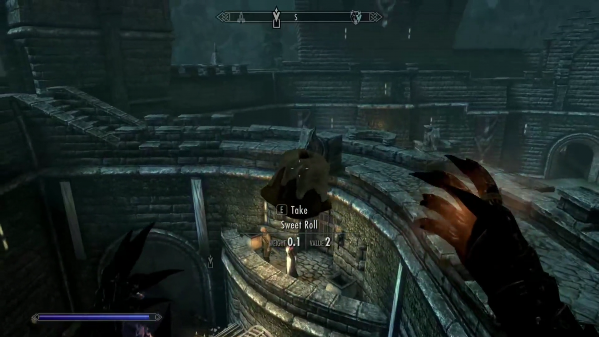 Гравець в Skyrim вбив персонажа за допомогою солодкого рулету / скриншот з відео