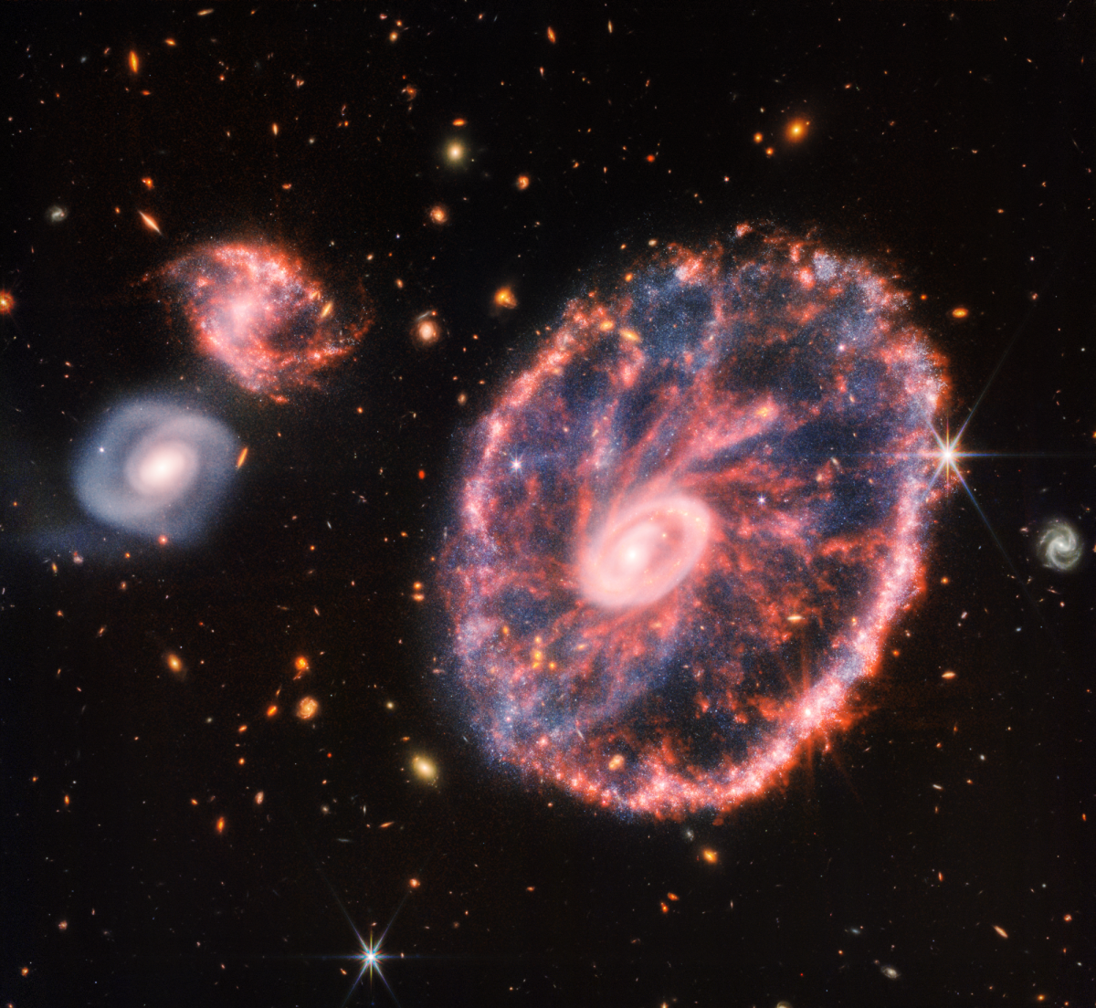 Галактика Колесо Воза на новому знімку "Джеймса Вебба" / фото NASA, ESA, CSA, STScI Галактика Колесо Воза на новому знімку "Джеймса Вебба" / фото NASA, ESA, CSA, STScI
