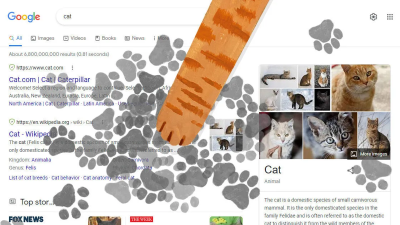 Google внедрила в свой поисковик "секретную" игру для любителей котиков / Скриншот Google внедрила в свой поисковик "секретную" игру для любителей котиков / Скриншот