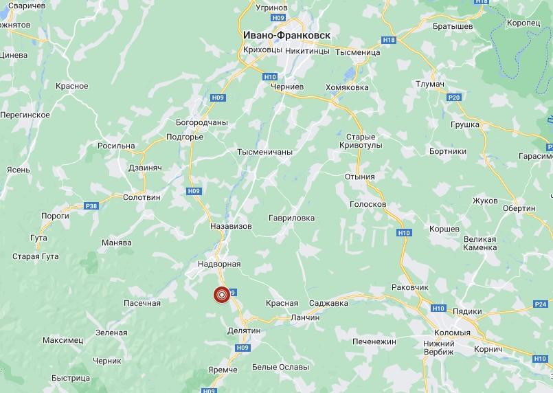 На Ивано-франковщине произошло землетрясение / скриншот Google карты