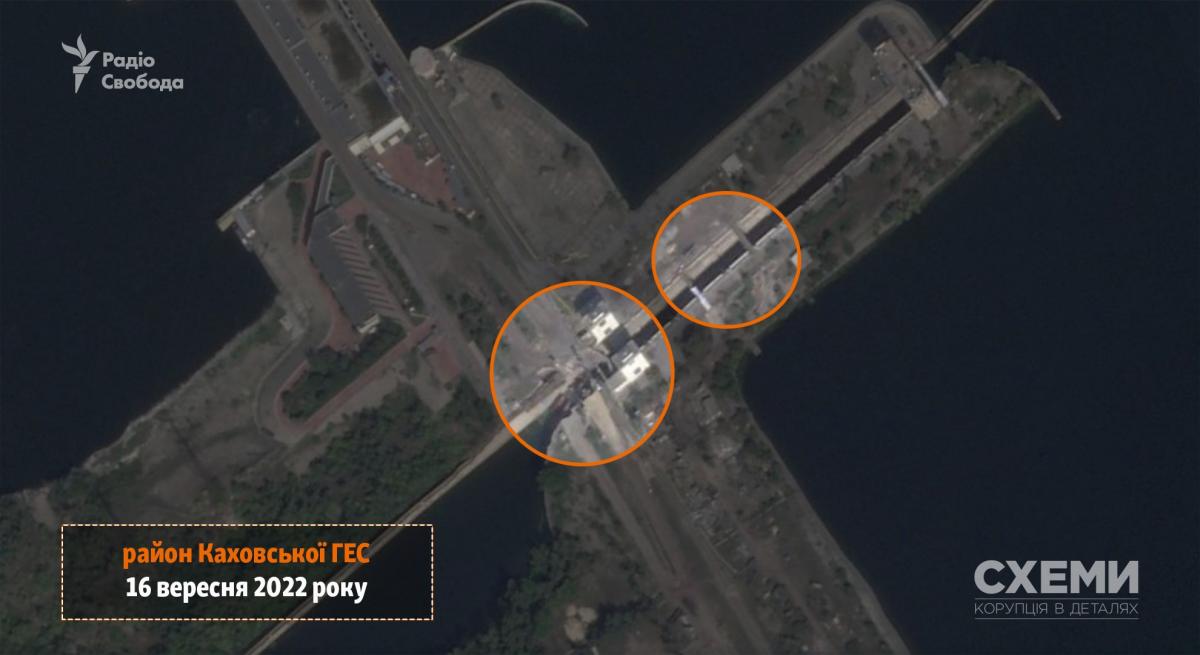 Супутниковий знімок мосту біля Каховської ГЕС / фото Planet Labs Супутниковий знімок мосту біля Каховської ГЕС / фото Planet Labs