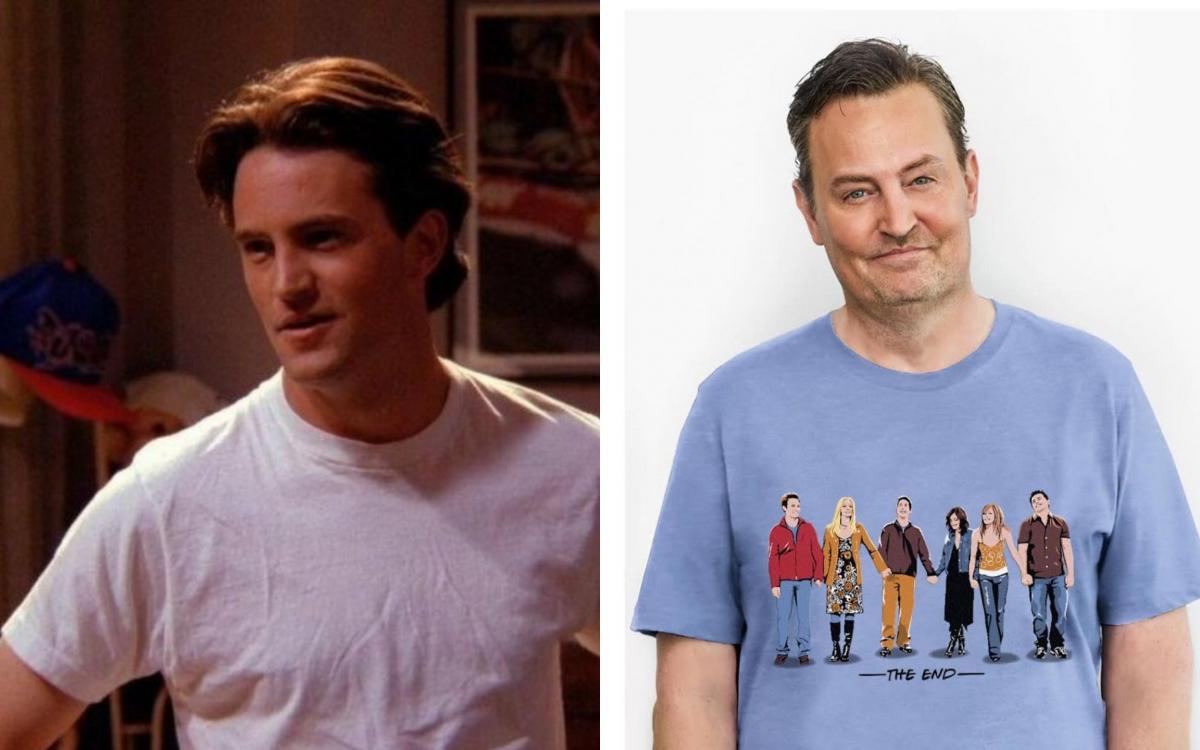 Мэттью Перри в сериале друзья и сейчас / коллаж