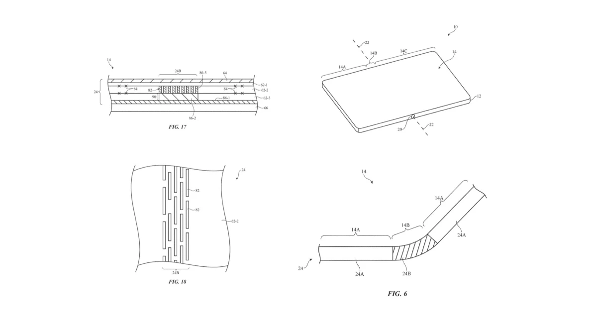 "Електронний пристрій з гнучким покриттям дисплея" / патент Apple