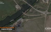 Знищена понтонна переправа росіян у Дар’ївці з’явилась на супутникових знімках