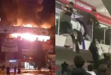 У РФ чесні громадяни пограбували охоплений вогнем ТЦ: виносили шуби і техніку (відео)