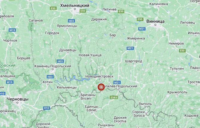 У Чернівецькій області стався землетрус / скріншот Гугл-карти
