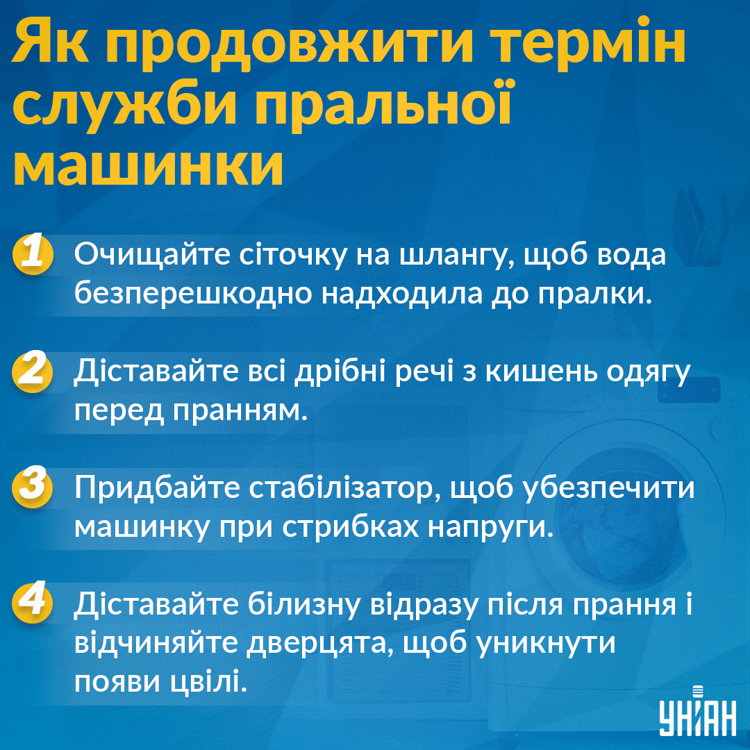 Як уберегти пралку від поломки - поради / Инфографика УНИАН Як уберегти пралку від поломки - поради / Инфографика УНИАН
