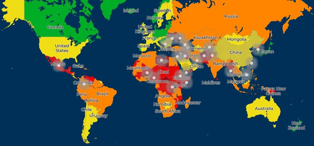 Самые опасные страны мира в 2022 году / фото globalguardian.com Самые опасные страны мира в 2022 году / фото globalguardian.com