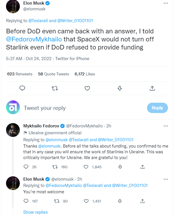 Маск не отключит Starlink в Украине, даже если Минобороны США не поможет с финансированием Маск не отключит Starlink в Украине, даже если Минобороны США не поможет с финансированием
