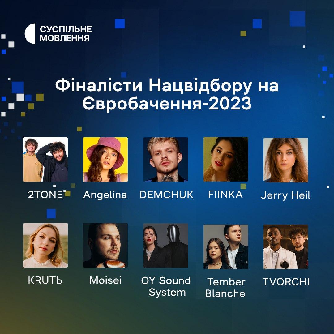 Названо фіналістів Нацвідбору на Євробачення-2023 Названо фіналістів Нацвідбору на Євробачення-2023