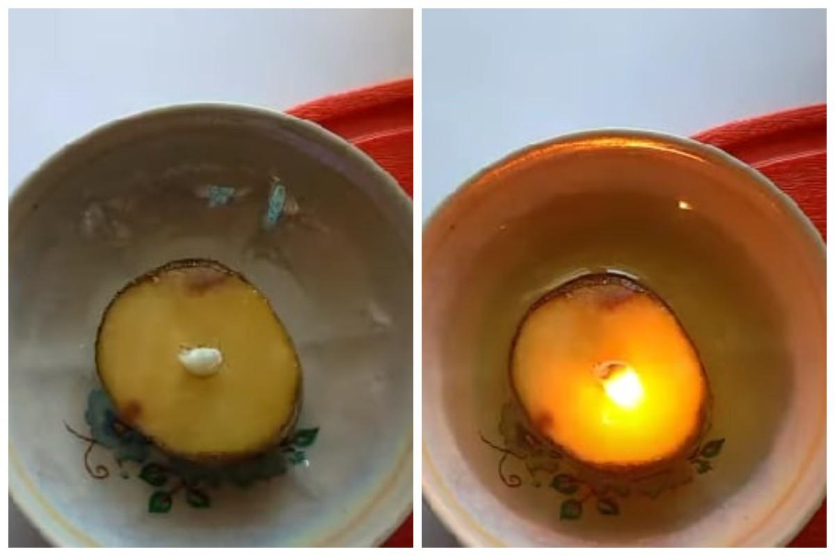 Як зробити свічку з картоплі / скріншоти з відео