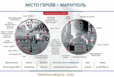 Нацбанк выпустил памятную медаль Город героев - Мариуполь